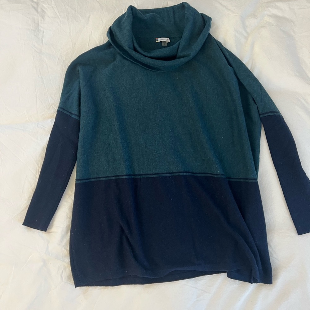 Smartwool Women's Teal and Navy Cowl Neck Sweater